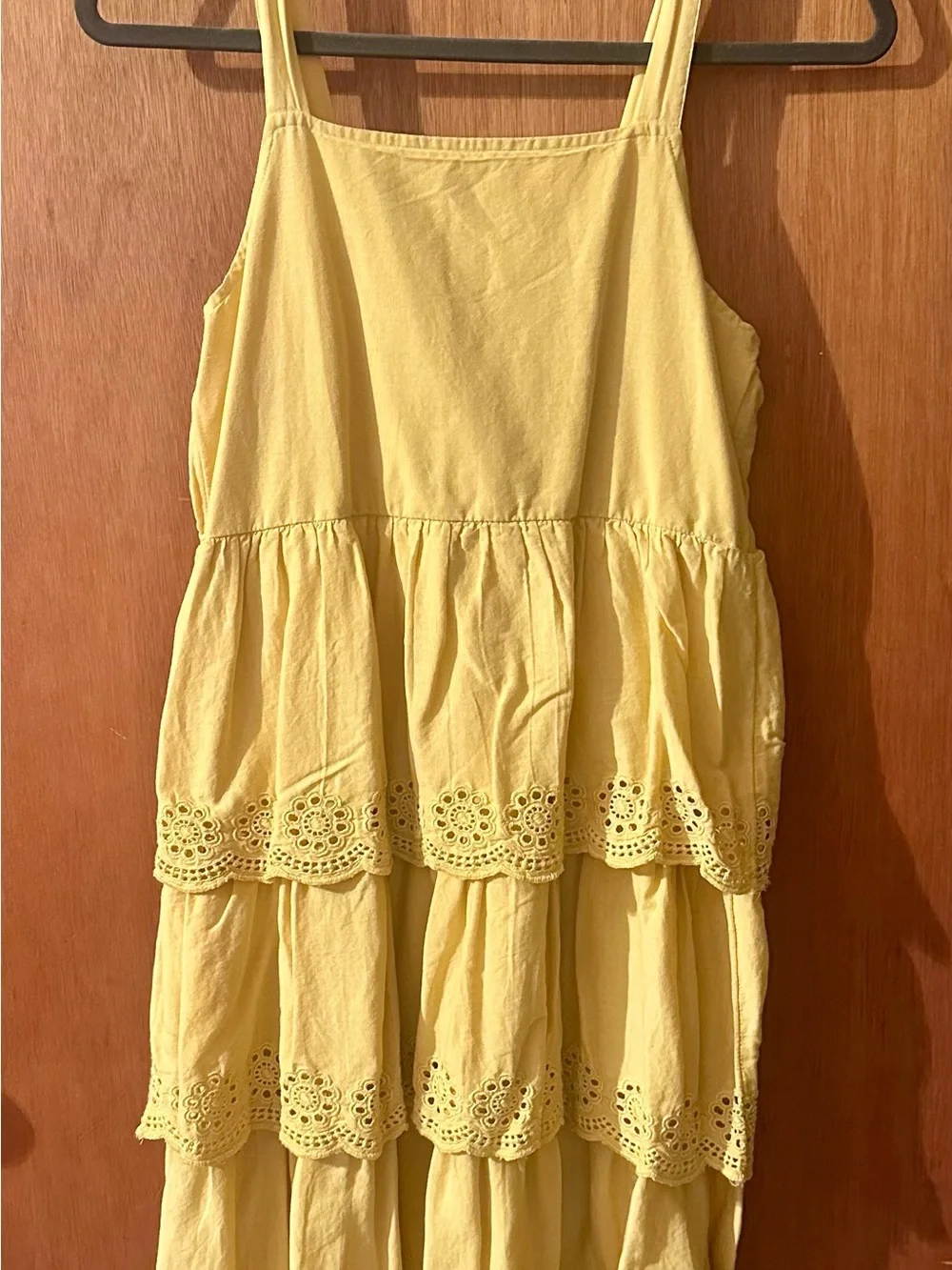 Girls' Fall Mustard Yellow Tiered Eyelet Sundress by Old Navy